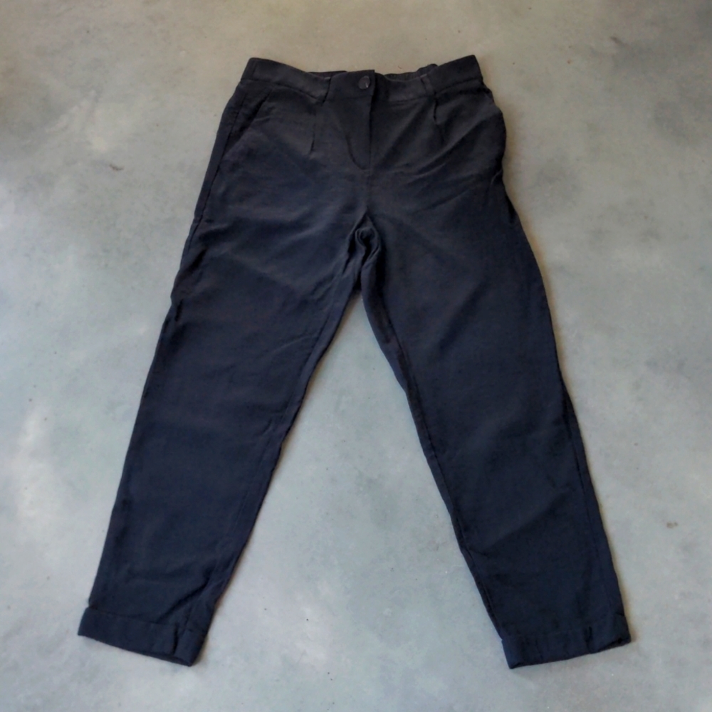 Loft Slim Cropped Navy Pants Stretch Waist